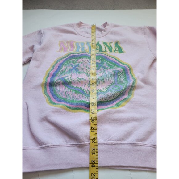 Nirvana Baby Pink Long Sleeve Sweatshirt Happy Face Tag Less Size S Band Music - Picture 9 of 10